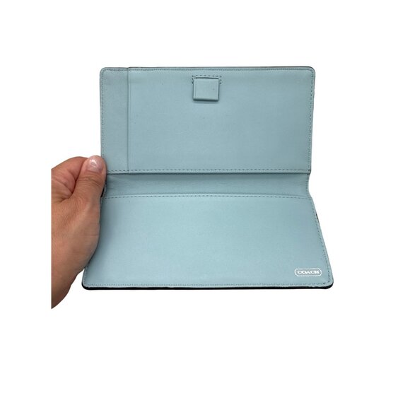 Coach Signature Womens Slim Wallet Navy & Light Blue Card Holder - Picture 3 of 6